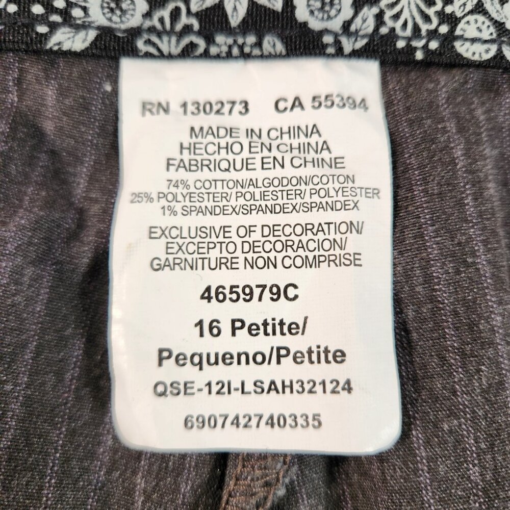 Lee Women's Comfort Waistband Pants Black with Striped 16P Sz Petite 16 Pockets - Picture 10 of 11